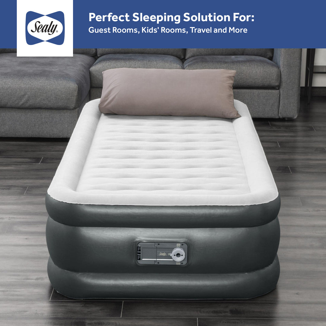 Sealy Tritech Twin Sized 18" Air Mattress Bed 2 Person w/Built-In AC Pump & Bag