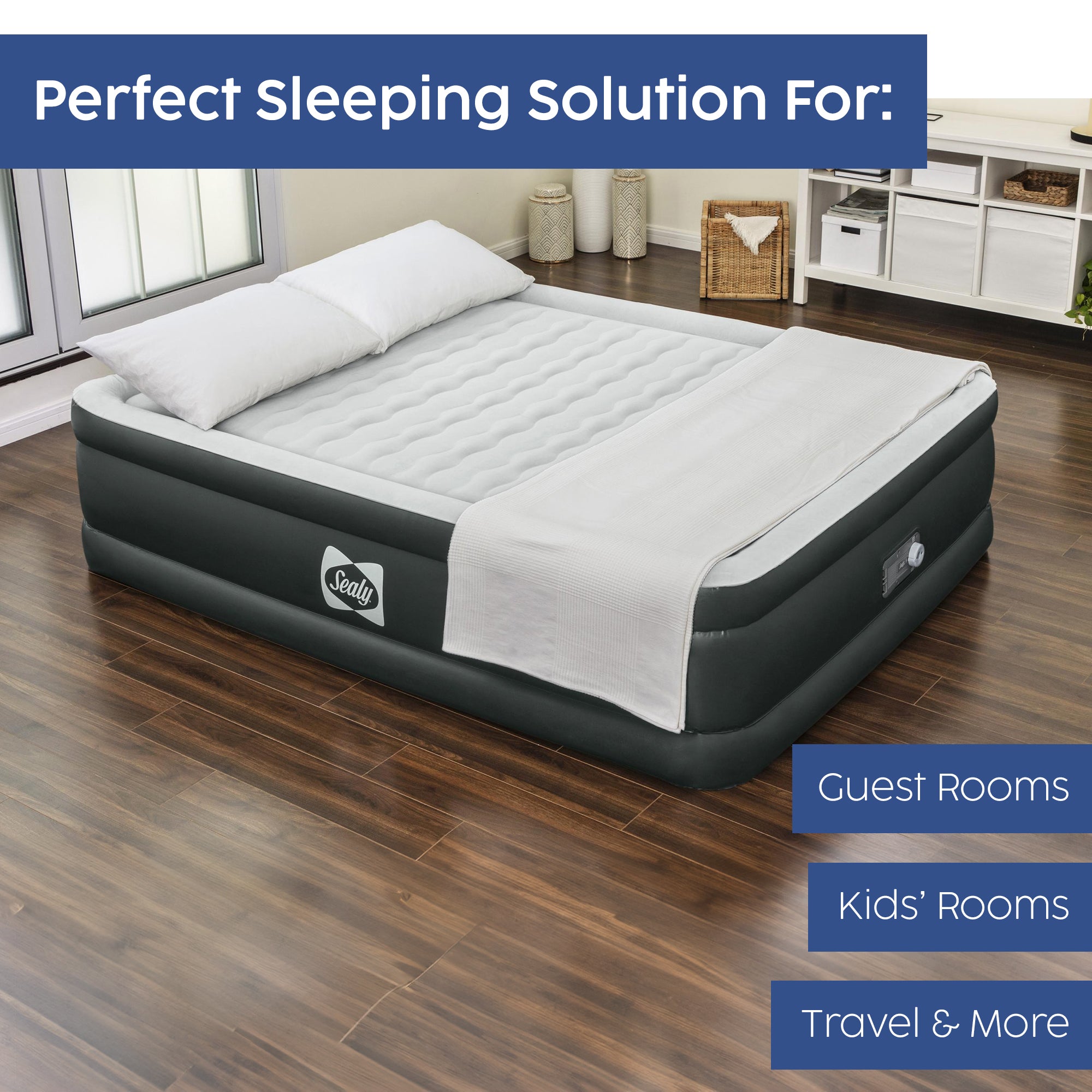 Sealy Tritech 18 Inch Inflatable Mattress Queen Airbed with Air Pump (Used) - VMInnovations
