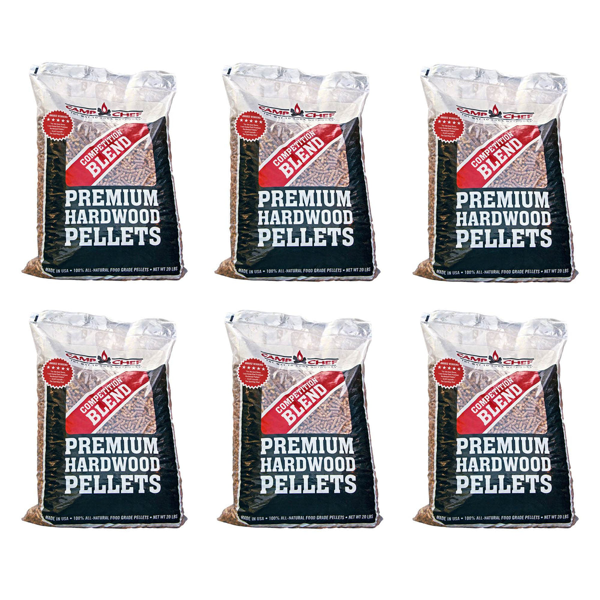 Camp Chef Smoker Grill Competition Blend Hardwood Pellets, 20 lbs (6 Pack)