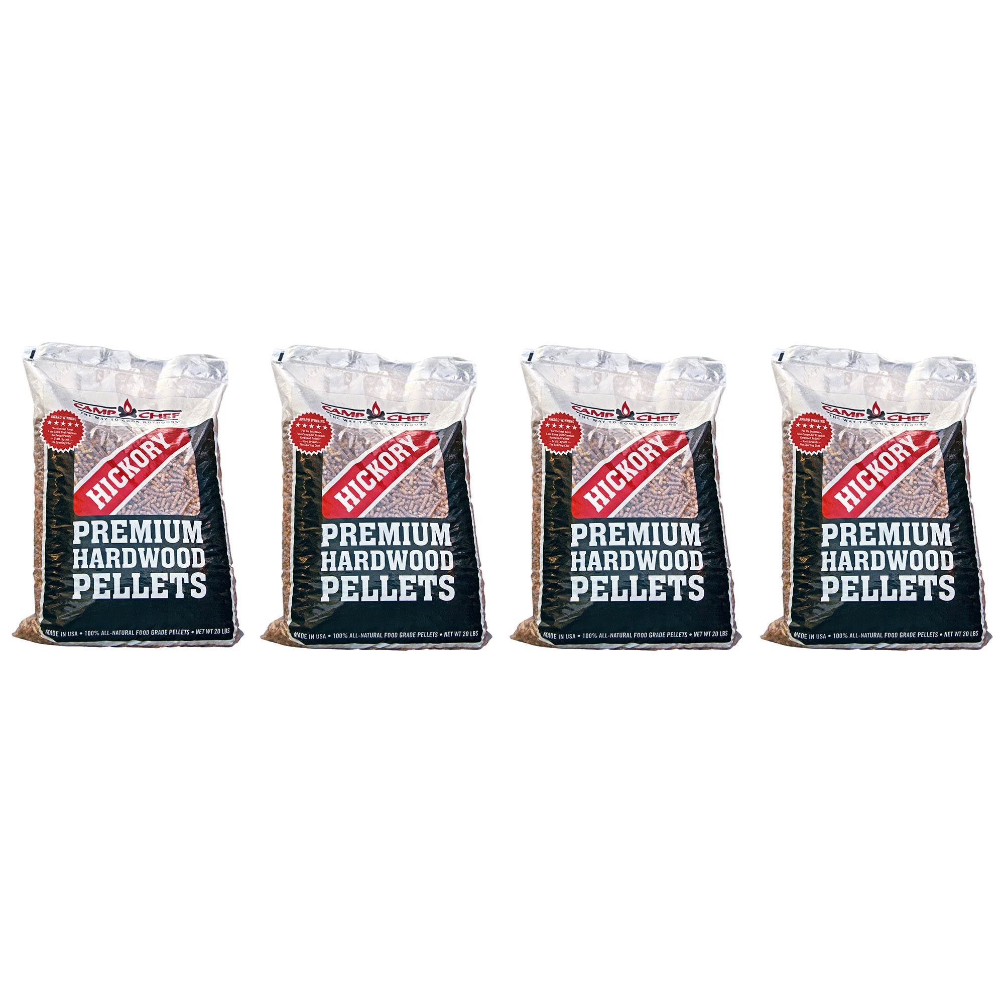 Camp Chef Smoker Grill Premium Hickory BBQ Hardwood Pellets, 20 lbs (4 Pack)