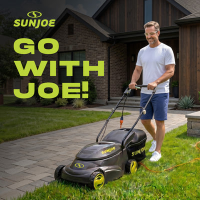 Sun Joe MJ401E 14 Inch 12 Amp Home Electric Corded Push Behind Lawn Mower, Green - VMInnovations