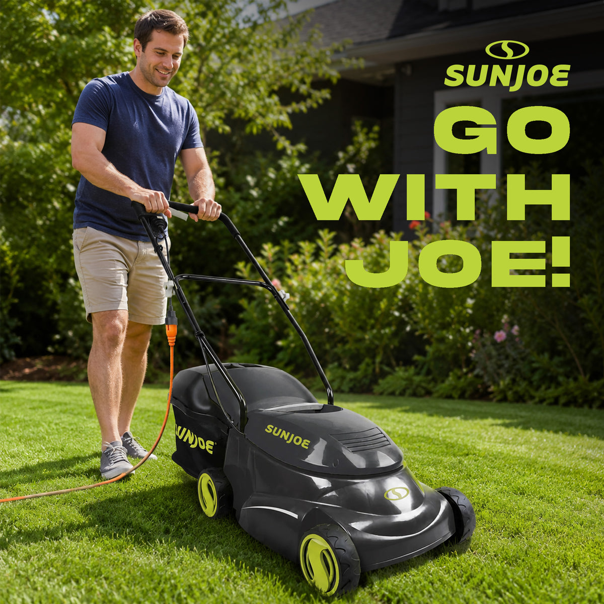 Sun Joe MJ401E 14 Inch 12 Amp Home Electric Corded Push Behind Lawn Mower, Green - VMInnovations
