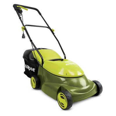 Sun Joe 14" 12 Amp Home Electric Corded Push Behind Lawn Mower, Green (Open Box)