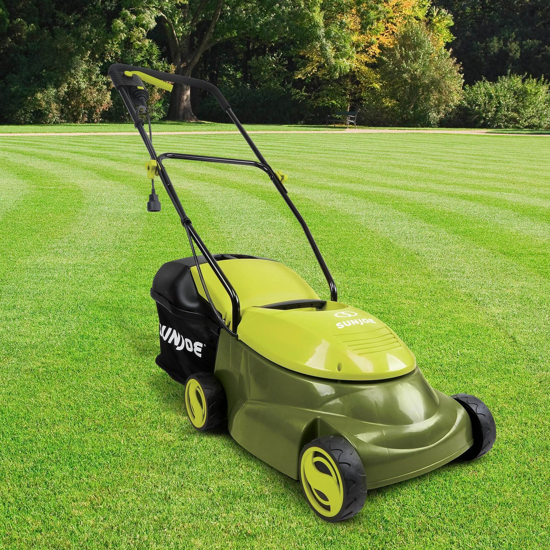 Sun Joe MJ401E 14 Inch 12 Amp Home Electric Corded Push Behind Lawn Mower, Green - VMInnovations