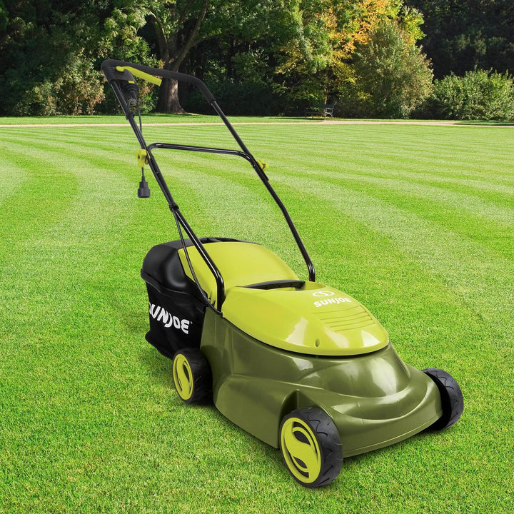 Sun Joe MJ401E 14 Inch 12 Amp Home Electric Corded Push Behind Lawn Mower, Green - VMInnovations