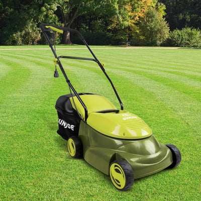 Sun Joe 14" 12 Amp Home Electric Corded Push Behind Lawn Mower, Green (Open Box)