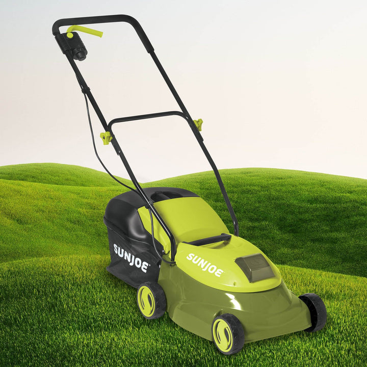 Sun Joe MJ401C 28V Cordless Electric 14 Inch Push Behind Lawn Grass Mower, Green