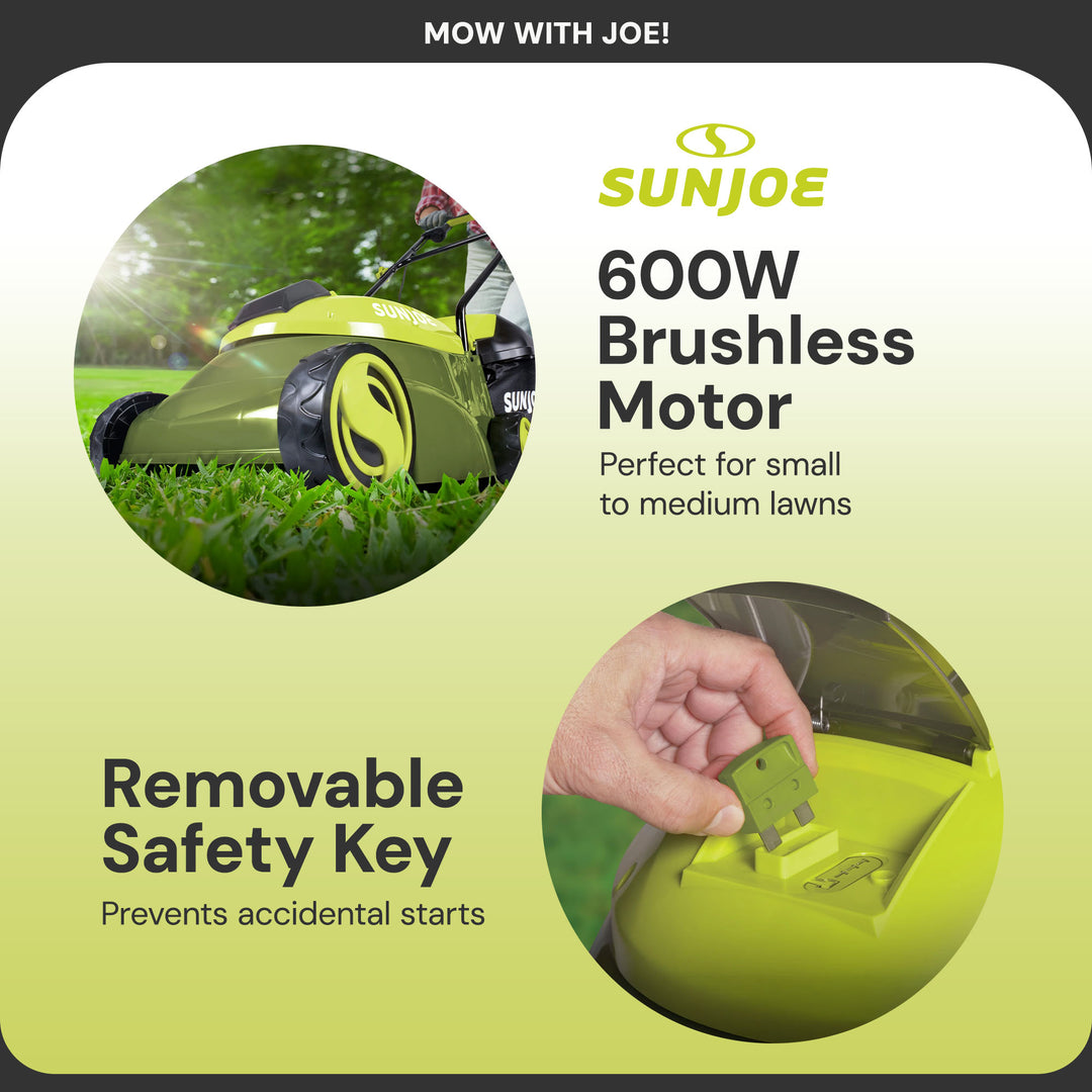 Sun Joe 28V Cordless Electric 14" Push Behind Lawn Grass Mower, Green, MJ401C - VMInnovations