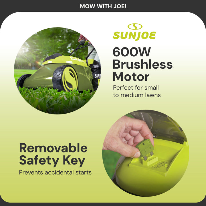 Sun Joe 28V Cordless Electric 14" Push Behind Lawn Grass Mower, Green, MJ401C - VMInnovations