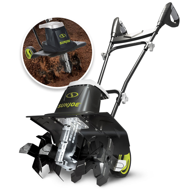 Sun Joe Electric Garden Tiller Cultivator, Steel Tines, 13.5 Amp, 16 Inch, Black