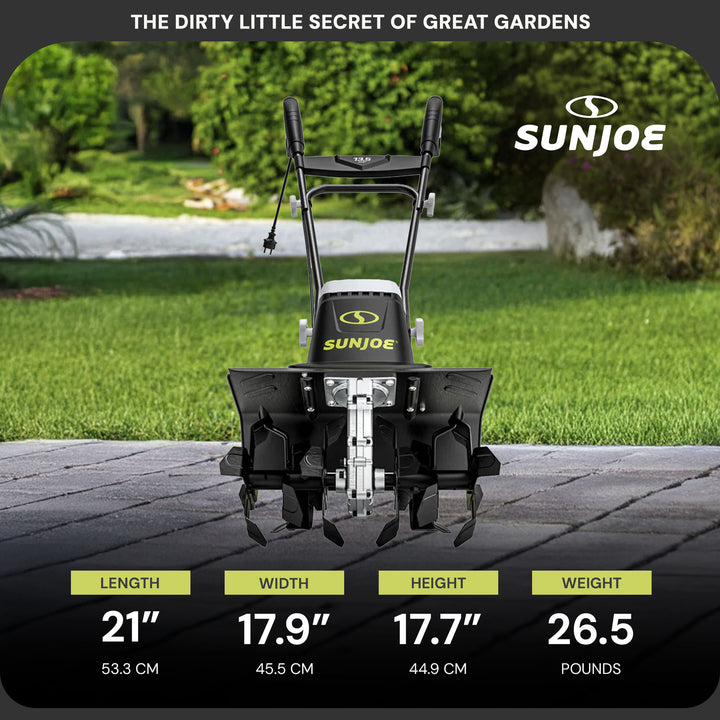 Sun Joe Electric Garden Tiller, Steel Tines, 13.5 Amp, 16 Inch, Black(For Parts)