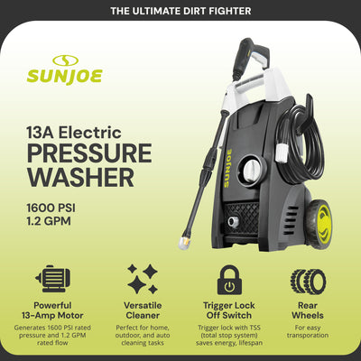 Sun Joe 11.5-Amp 1450 PSI 1.45 GPM Electric Pressure Washer, Green (Open Box) - VMInnovations