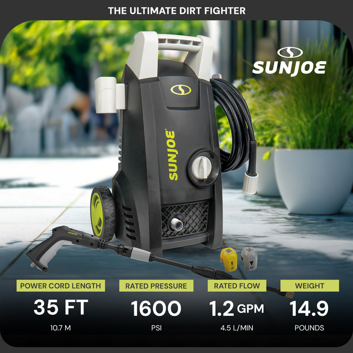 Sun Joe Electric Pressure Washer with 11-Amp Motor and 1.1 GPM, SPX1000 - Portable Water Cleaner with Adjustable Spray Wand for Car, Garden, and Patio Washing and Cleaning - VMInnovations