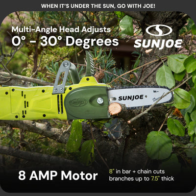 Sun Joe 120V Convertible Pole Chainsaw, Electric Trimmer 8.6’, Green (Used) - VMInnovations