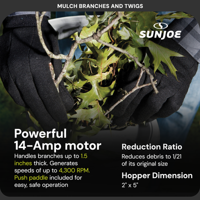 Sun Joe CJ601E Electric Garden Wood  Leaf Waste Chipper Shredder Mulcher, Green - VMInnovations