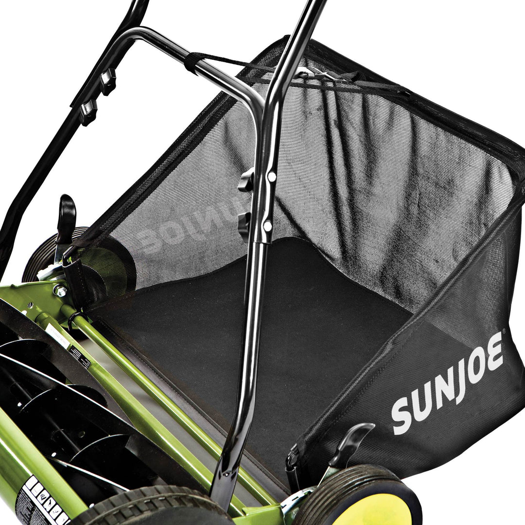 Sun Joe Manual Reel 18" Push Behind Lawn Mower w/ Grass Catcher, Green (Used)