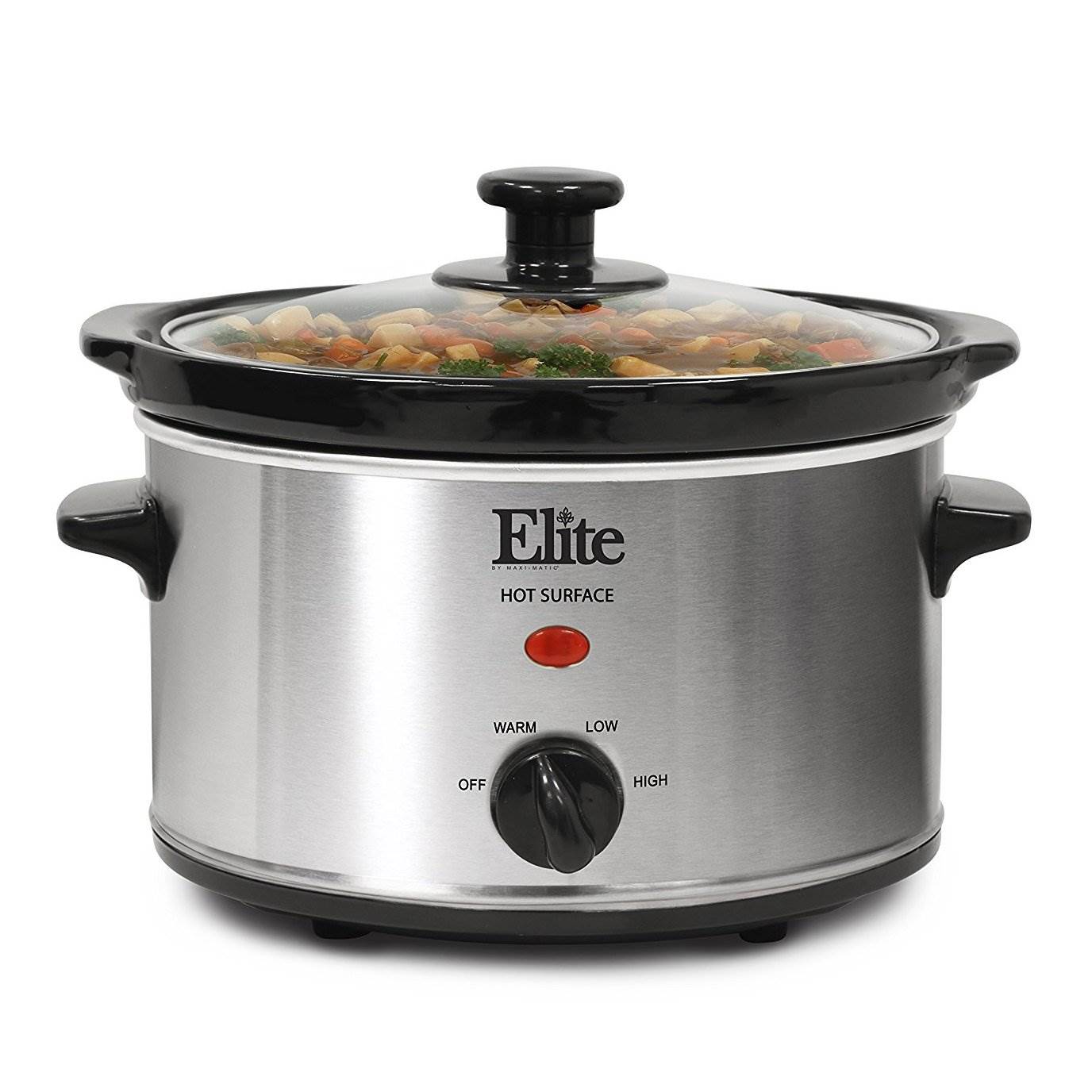 Maxi-Matic Elite Gourmet MST-275XS 2 Qt. Stainless Steel Small Oval Slow Cooker