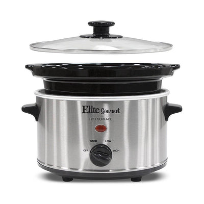 Maxi-Matic Elite Gourmet MST-275XS 2 Qt. Stainless Steel Small Oval Slow Cooker