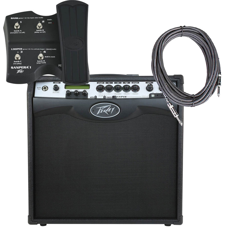 Peavey Vypyr VIP Guitar/Bass 100W 12" Amplifier + 2 Cables + Expression Pedal