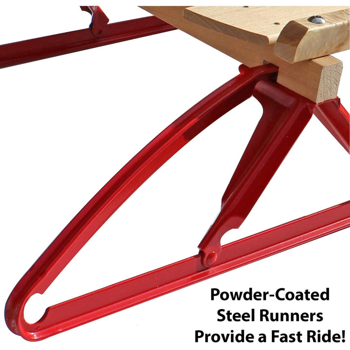 Flexible Flyer Metal Runner Steel/Wood 48" Long Snow Sled for Kids (Open Box)