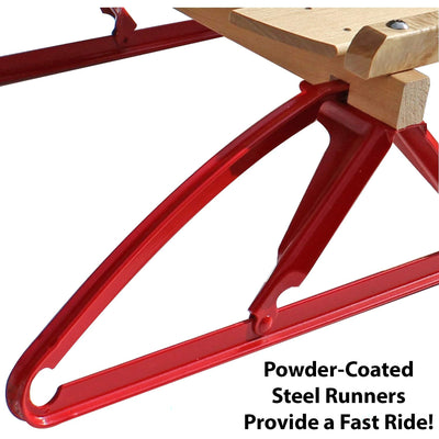 Flexible Flyer Metal Runner Steel/Wood 48" Long Snow Slider Sled for Kids, Red