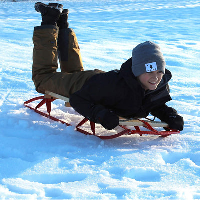 Flexible Flyer Metal Runner Steel/Wood 48" Long Snow Slider Sled for Kids, Red