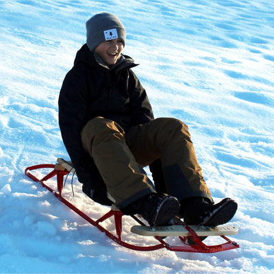 Flexible Flyer Metal Runner Steel/Wood 48" Long Snow Slider Sled for Kids, Red