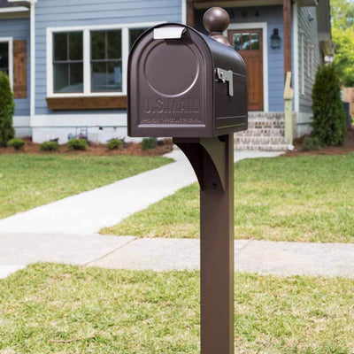 Gibraltar Mailboxes Northpointe Steel Post Mount Mailbox, Venetian Bronze (Used)