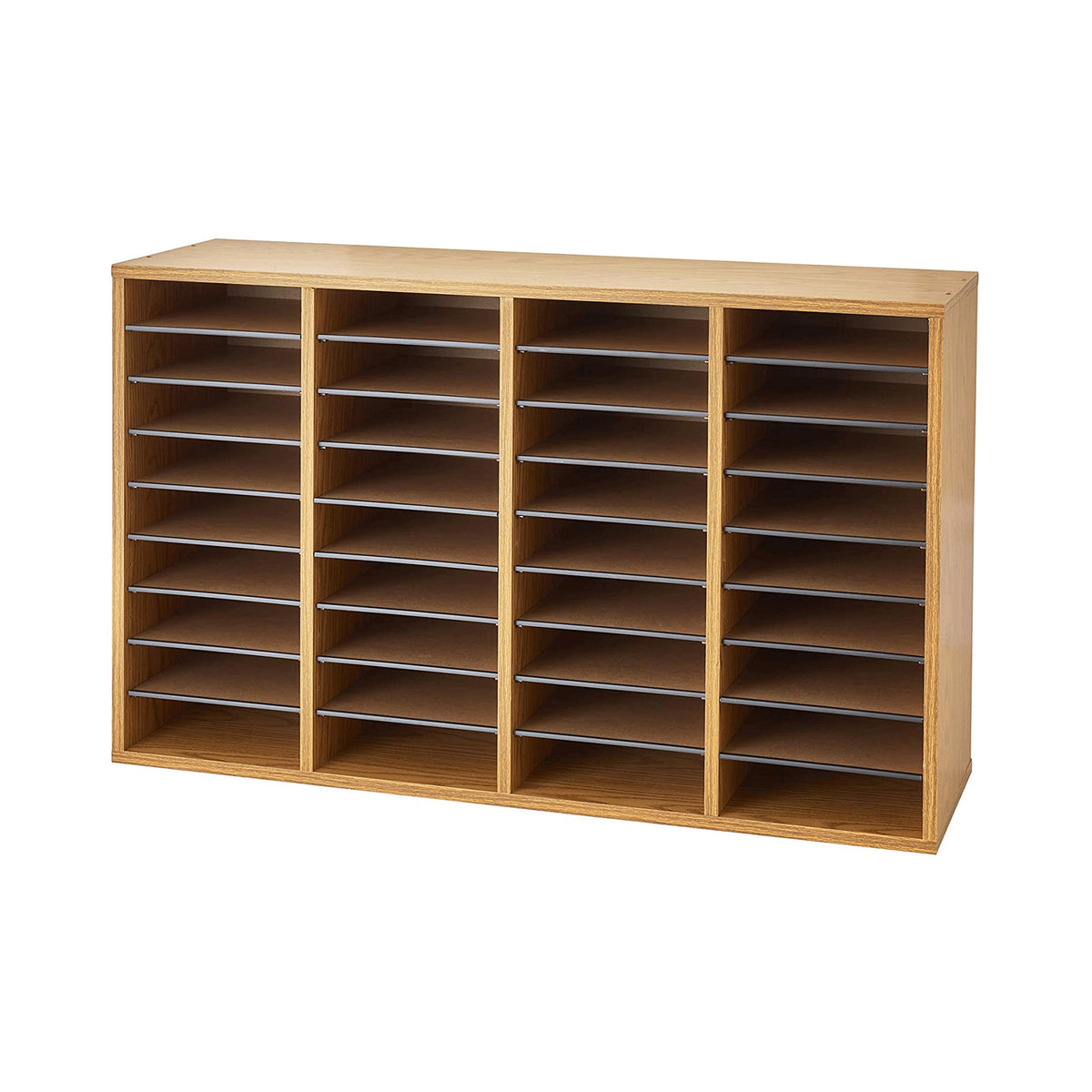 Safco Products Wood Storage Organizer w/ 36 Adjustable Compartments, Medium Oak