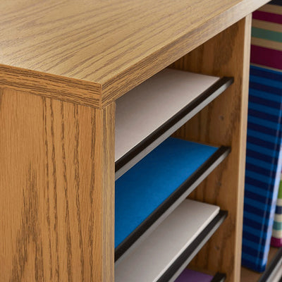 Safco Products Wood Storage Organizer w/ 36 Adjustable Compartments, Medium Oak