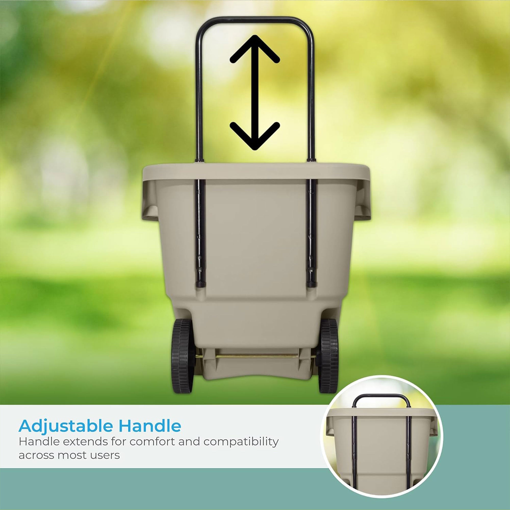 Suncast 15 Gallon Multipurpose Rolling Lawn and Garden Cart, Taupe (Open Box) - VMInnovations