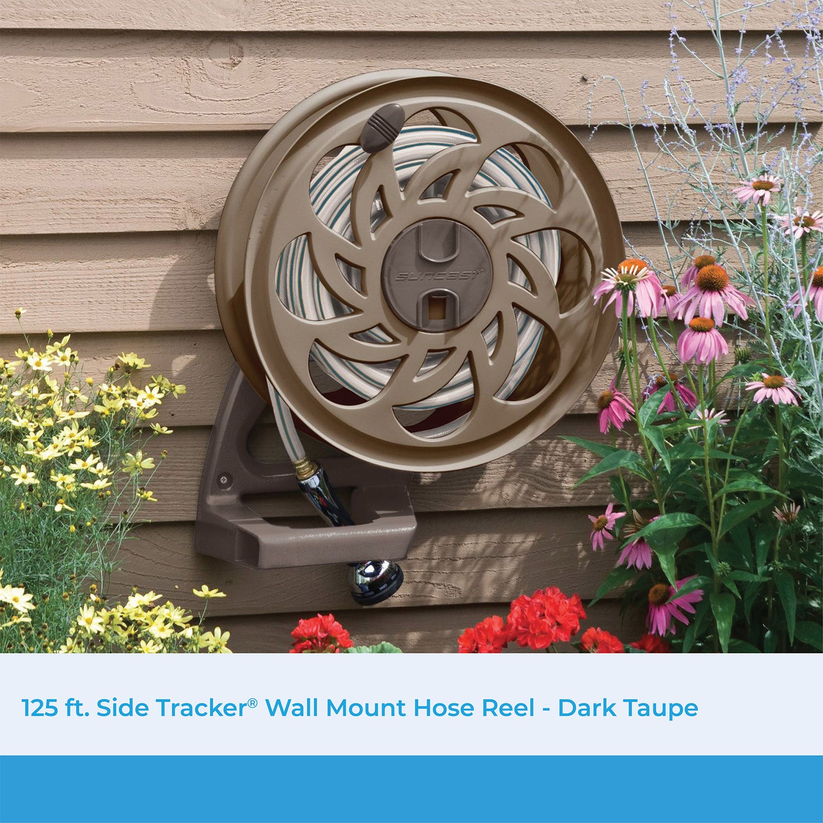 Suncast CPLSTA125B 125' Wall-Mounted Side Tracker Garden Hose Reel for 5/8" Hose - VMInnovations