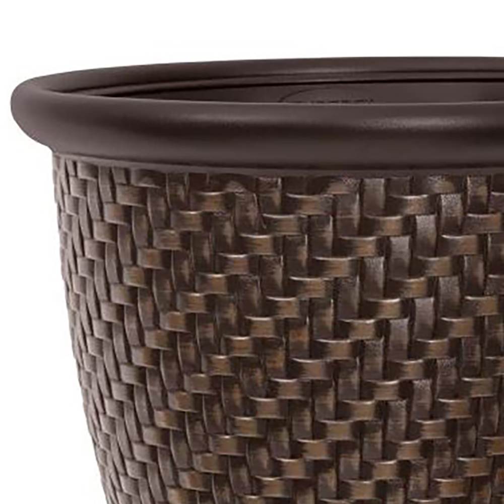 Suncast 1807J4 18 x 16.5 Inch Wicker Resin Flower Pot Garden Planter, Dark Brown - VMInnovations