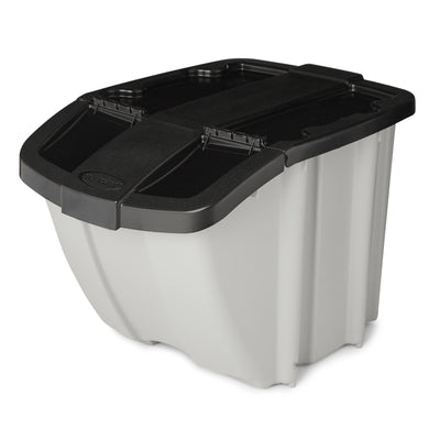 Suncast BH188810 18 Gallon Indoor or Outdoor Stacking Recycle Storage Bin, Gray - VMInnovations