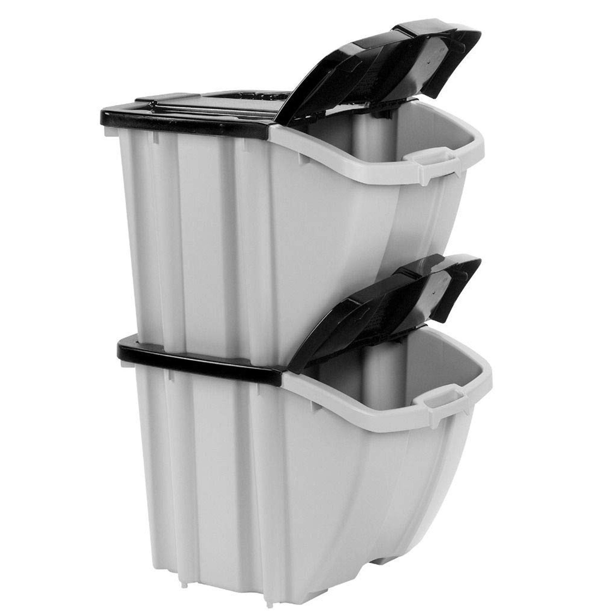 Suncast BH188810 18 Gallon Indoor or Outdoor Stacking Recycle Storage Bin, Gray - VMInnovations