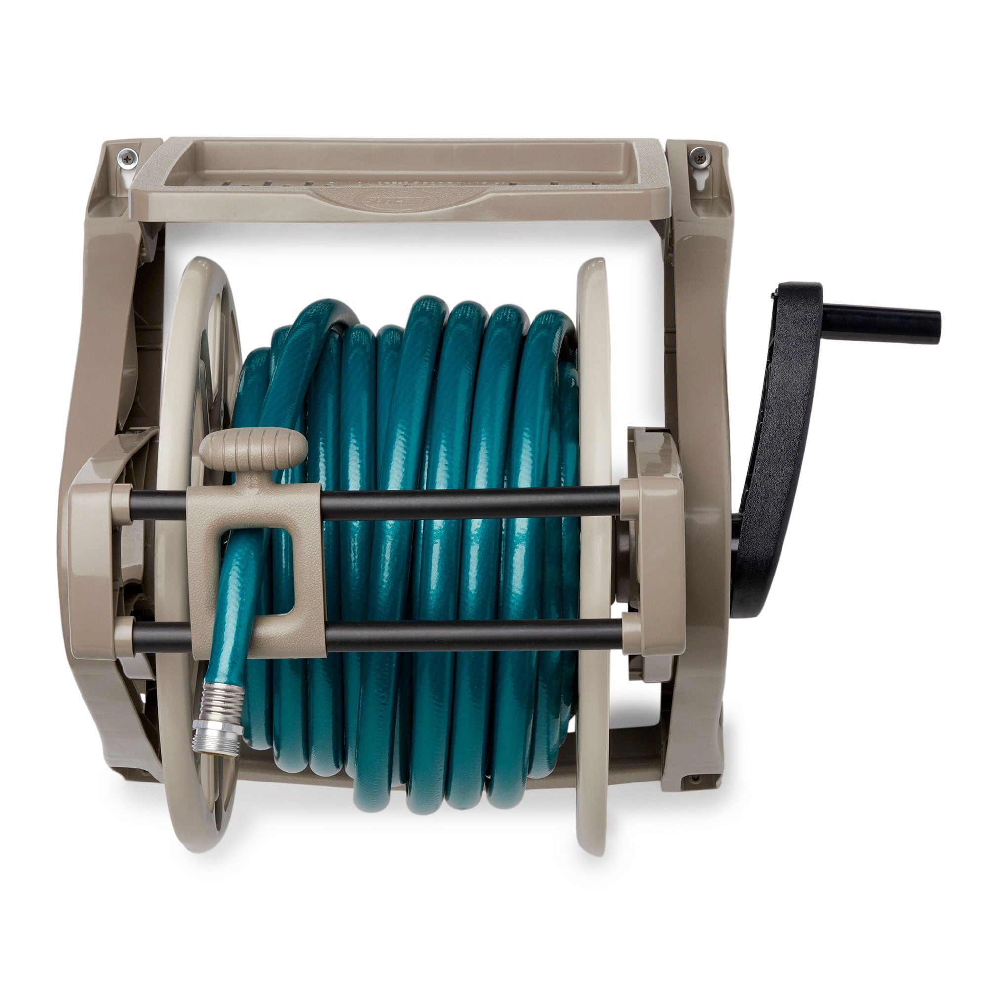 Suncast 175 Foot Slide Trak Garden Hose Wall Mounted Hose Reel, Java (Open Box)