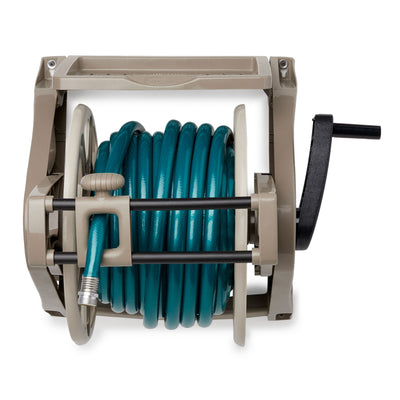 Suncast 175 Foot Slide Trak Garden Hose Wall Mounted Hose Reel, Java (Open Box)