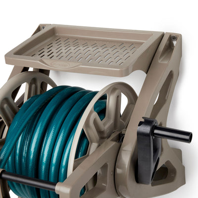 Suncast 175 Foot Slide Trak Garden Hose Wall Mounted Hose Reel, Java (Open Box)