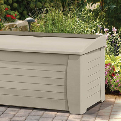 Suncast 127 Gallon Capacity Resin Patio Storage Deck Box w/ Seat, Taupe (Used)