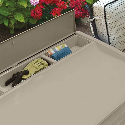 Suncast 127 Gallon Capacity Resin Patio Storage Deck Box w/ Seat, Taupe (Used)
