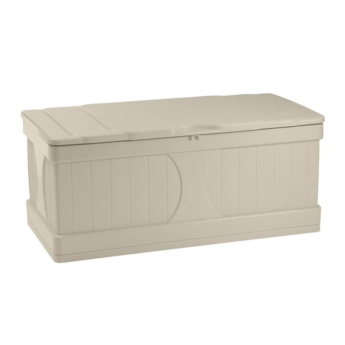 Suncast 99 Gallon Capacity Resin Patio Storage Deck Box, Light Taupe (Open Box)