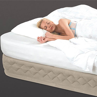 Intex Queen 20 Inch DuraBeam Supreme Air Flow Airbed Mattress w/ Built In Pump