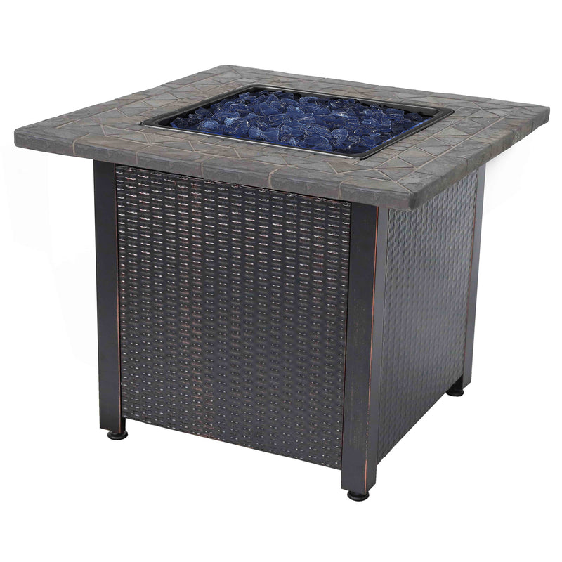 Endless Summer Gas Outdoor Fire Table w/Resin Mantel, Blue Fire Glass