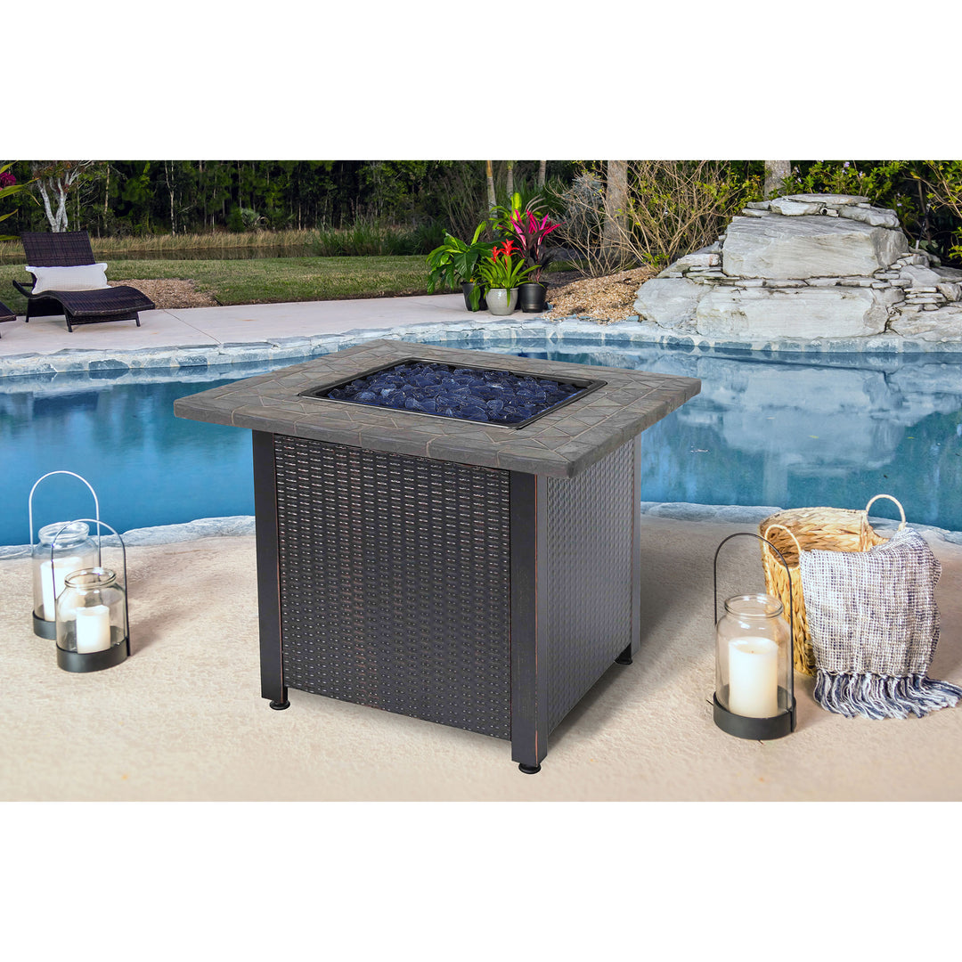 Endless Summer GAD1401GB 30,000 BTU Outdoor Gas Firepit Table, Black (Open Box) - VMInnovations