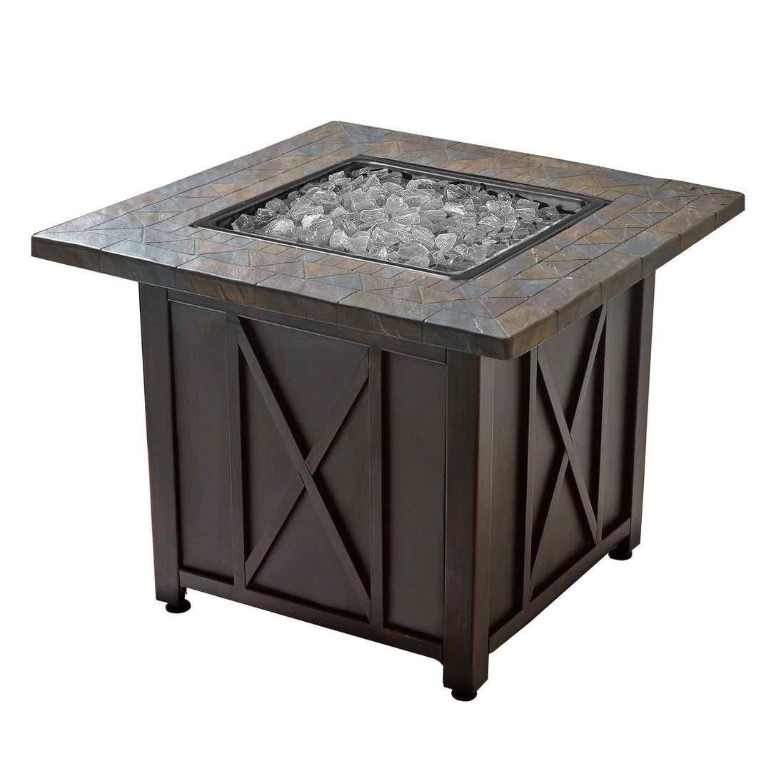 Blue Rhino Outdoor Propane Gas White Lava Rock Patio Fire Pit (Open Box)
