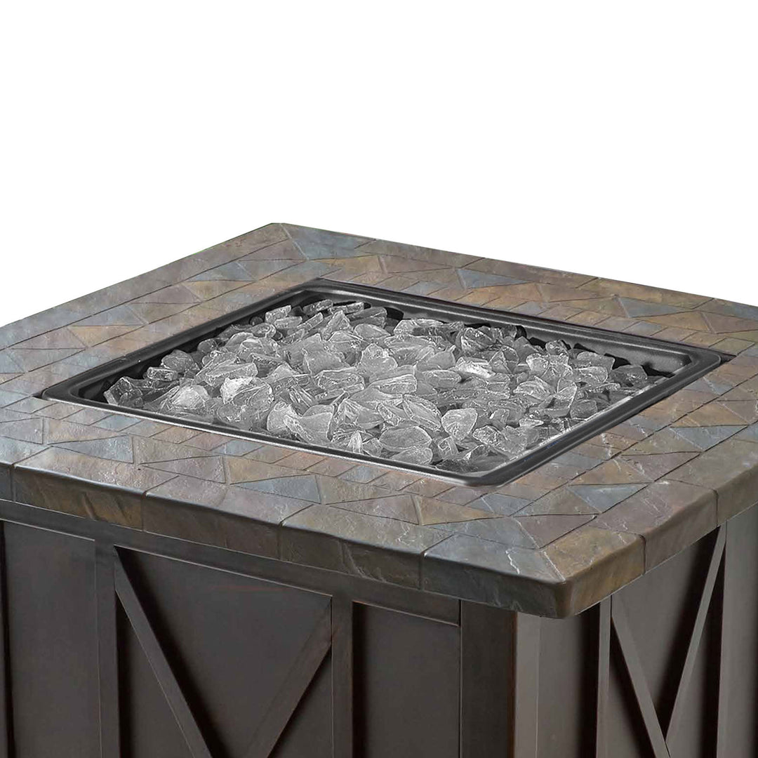 Blue Rhino Outdoor Propane Gas White Lava Rock Patio Fire Pit (Open Box)