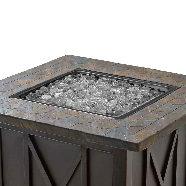 Blue Rhino Outdoor Propane Gas White Lava Rock Patio Fire Pit (Open Box)