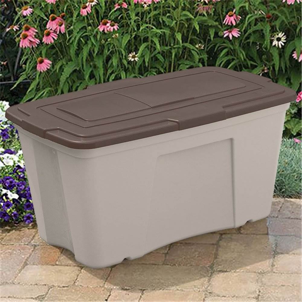Suncast 50 Gallon Taupe Outdoor Accessory Storage Bin w/ Lid, 3 Pack (Open Box)