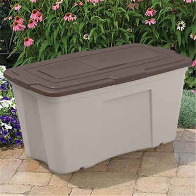 Suncast 50 Gallon Taupe Outdoor Accessory Storage Bin w/ Lid, 3 Pack (Open Box)
