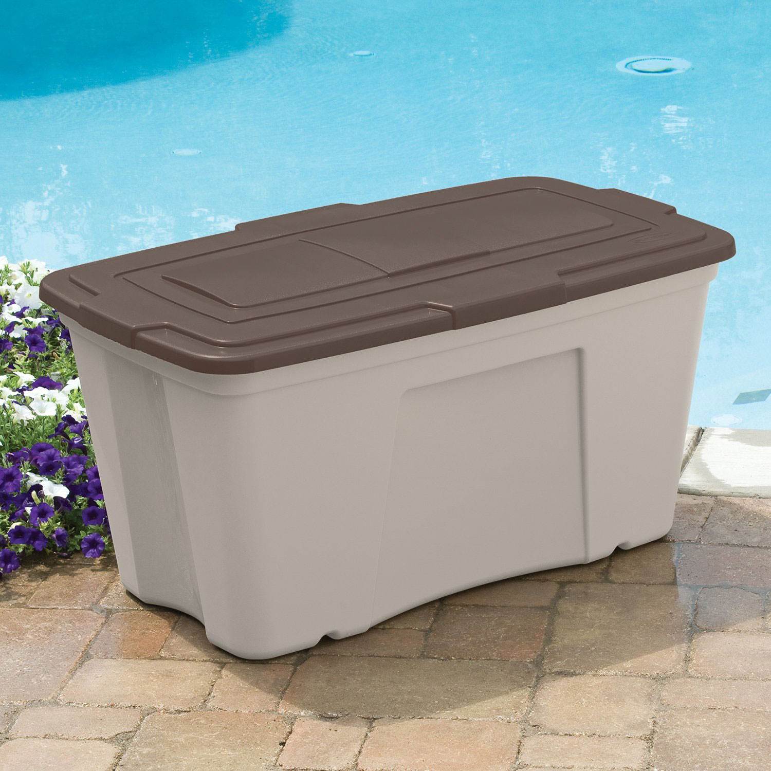 Suncast 50 Gallon Taupe Outdoor Accessory Storage Bin w/ Lid, 3 Pack (Open Box)